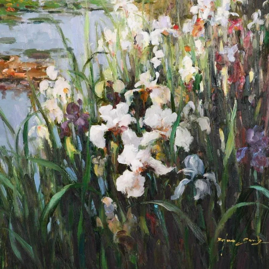 Late 20th Century Framed Signed Zhao Song the Garden at Chateau De Bagatelle Oil on Canvas - 4