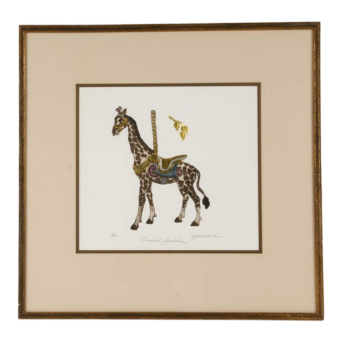 Late 20th Century Famed Etching "Carousel Gamboler" Limited Edition 6/100 by Jane M. Burke, Framed (1 of 6)