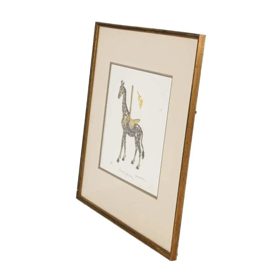 Late 20th Century Famed Etching "Carousel Gamboler" Limited Edition 6/100 by Jane M. Burke, Framed - 3