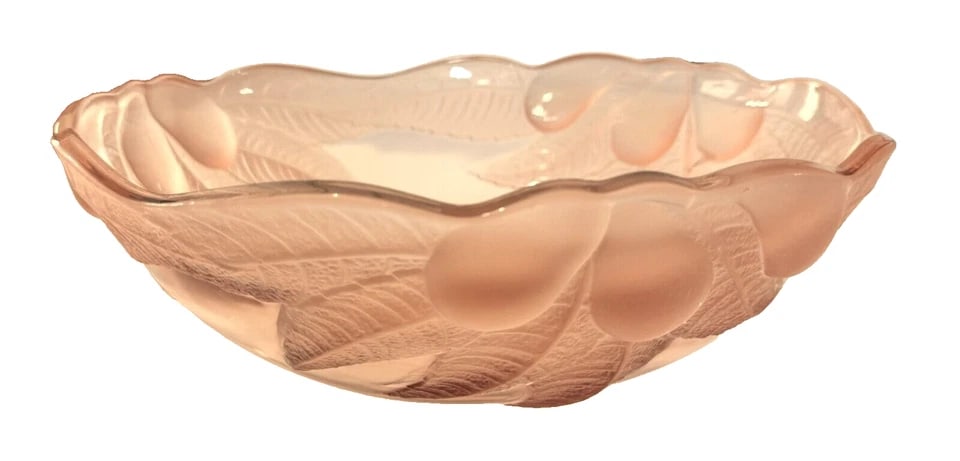 Antique Rosaline Fruit/Salad Bowl of Depression Glass by Luminarc, in France, 1920-1930s W/ Frosted - 3