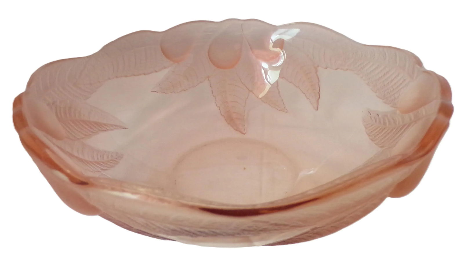 Antique Rosaline Fruit/Salad Bowl of Depression Glass by Luminarc, in France, 1920-1930s W/ Frosted - 8