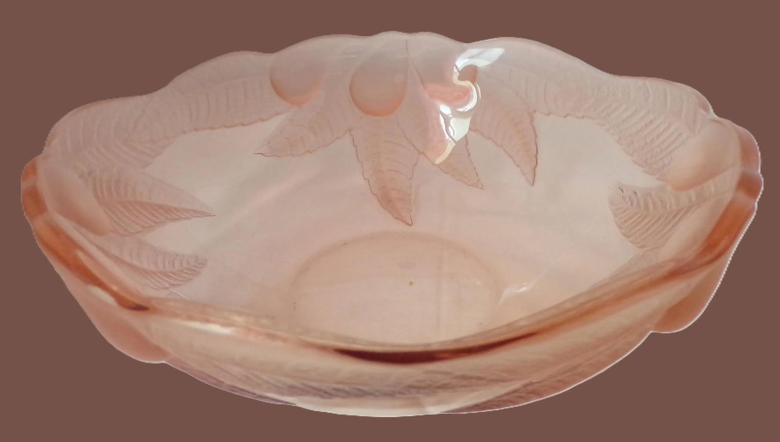 Antique Rosaline Fruit/Salad Bowl of Depression Glass by Luminarc, in France, 1920-1930s W/ Frosted - 9