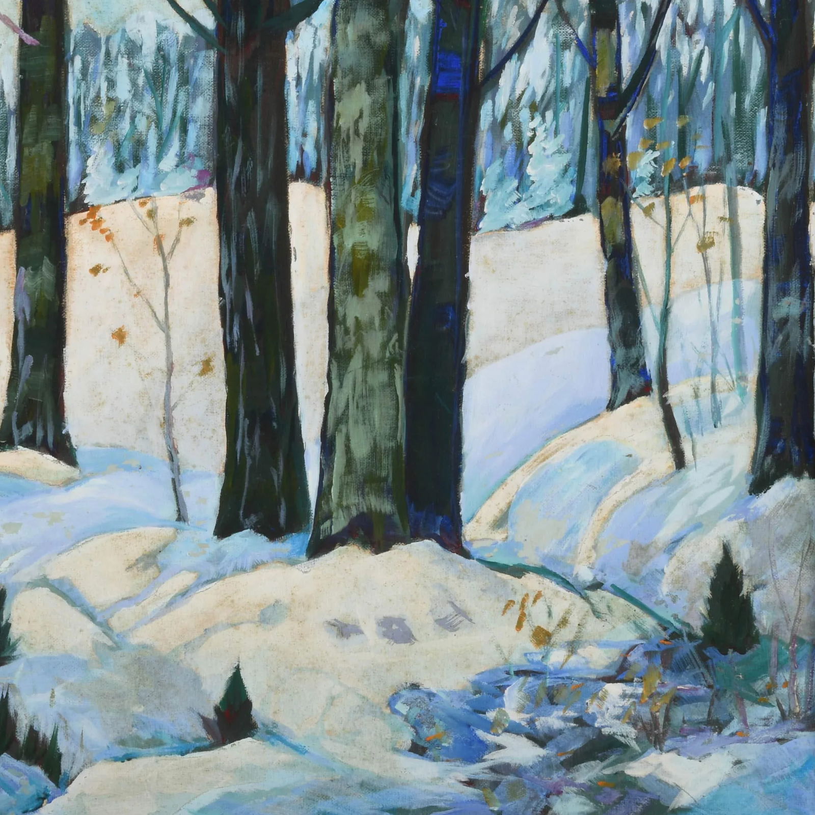 Antique Framed Oil on Board Snow Scenery - 2