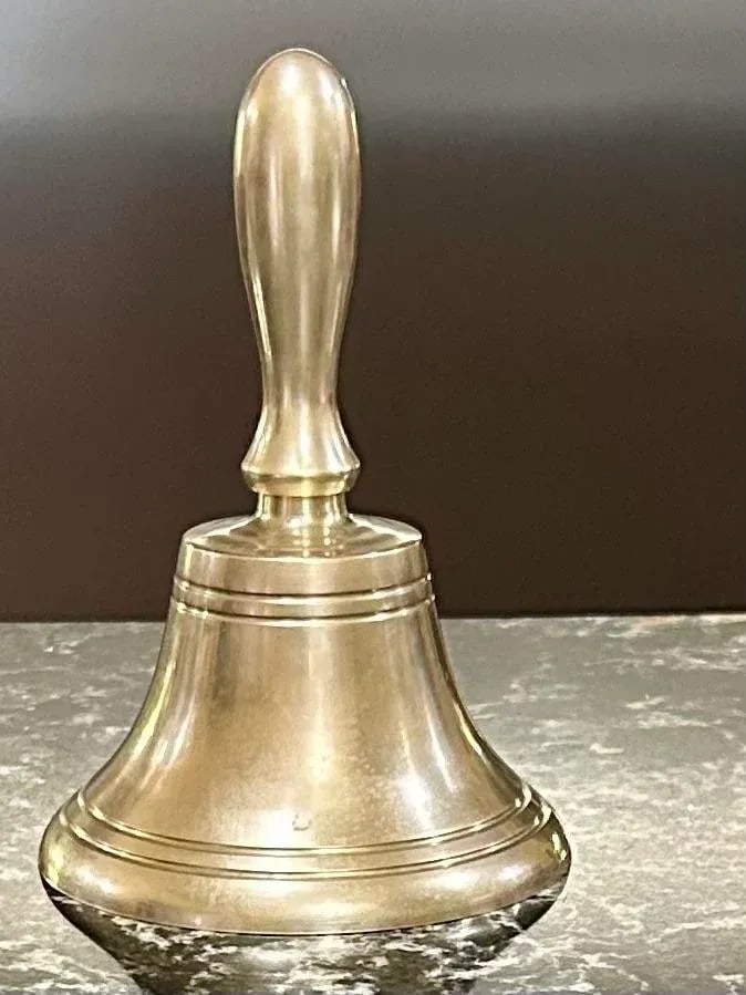 Vintage Extra Large Brass Bell with Brass Handle - 3
