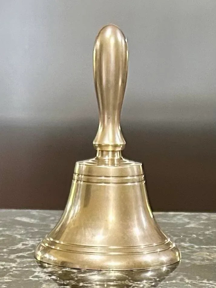 Vintage Extra Large Brass Bell with Brass Handle - 4