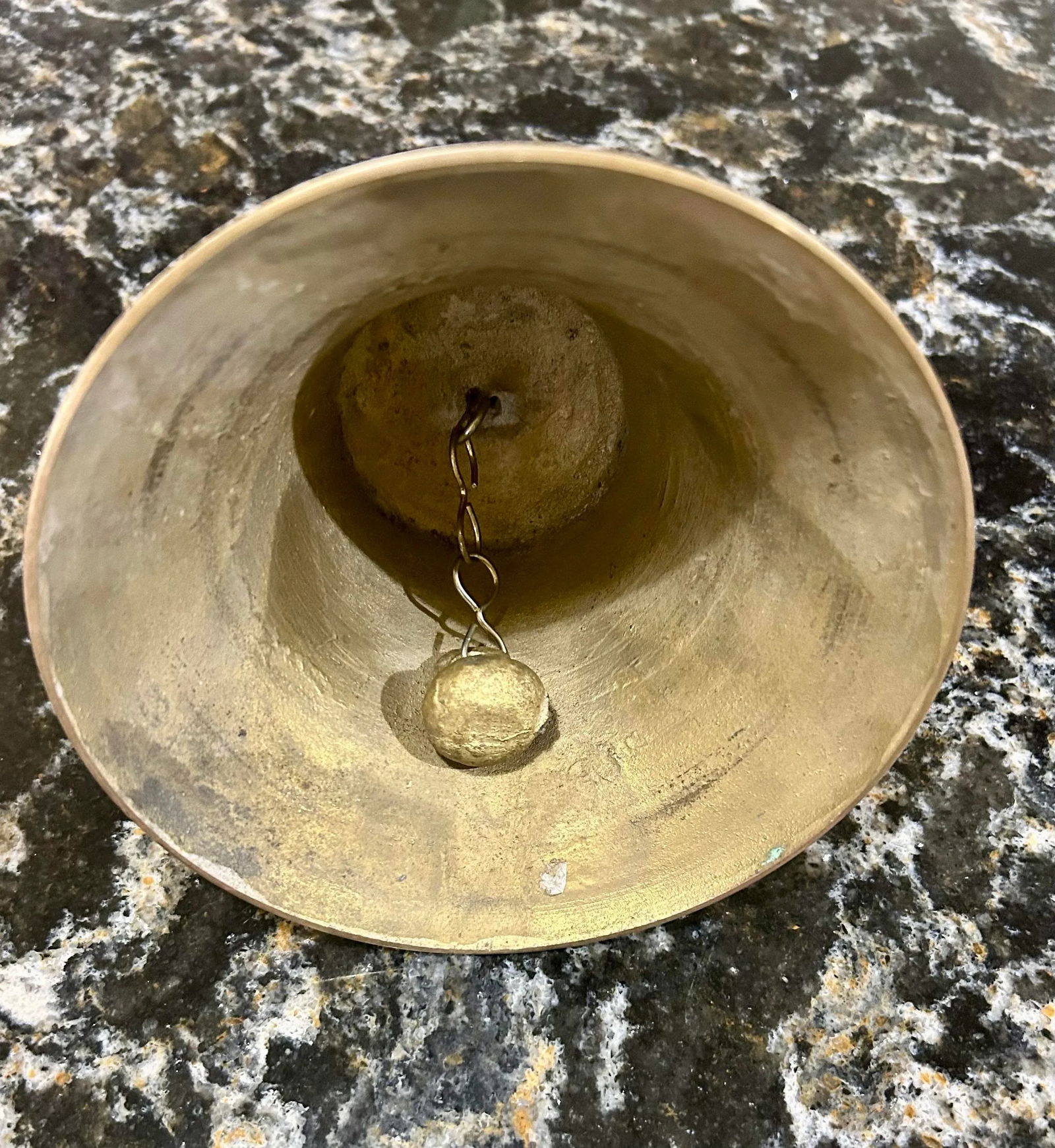 Vintage Extra Large Brass Bell with Brass Handle - 5