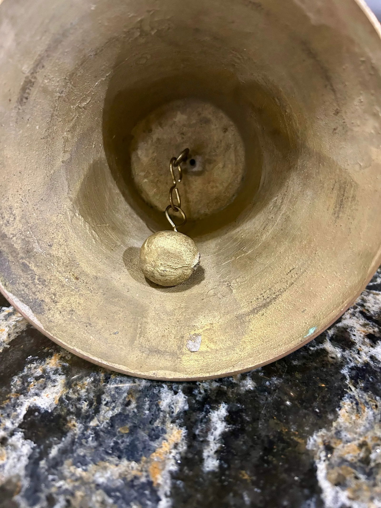 Vintage Extra Large Brass Bell with Brass Handle - 7