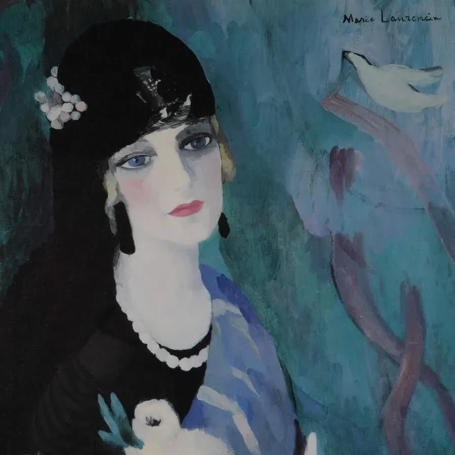 Marie Laurencin's "Portrait of Baronne Gouraud in Black Mantilla" Print - 4
