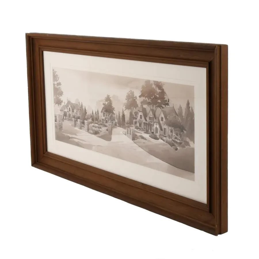Framed Unsigned Architectural Exterior Watercolor - 5