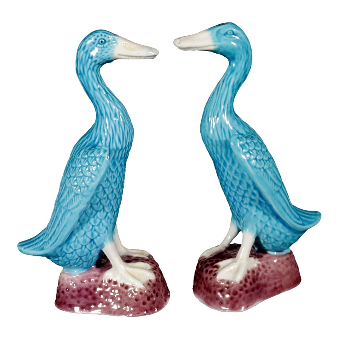 Vintage Chinese Porcelain Turquoise Pair of Indian Runner Ducks (1 of 8)
