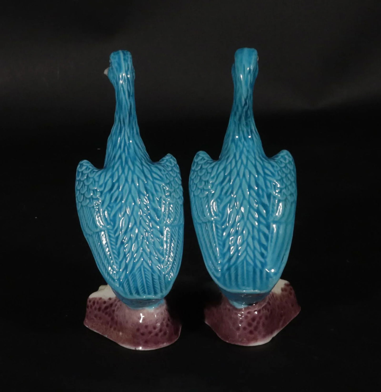 Vintage Chinese Porcelain Turquoise Pair of Indian Runner Ducks - 4