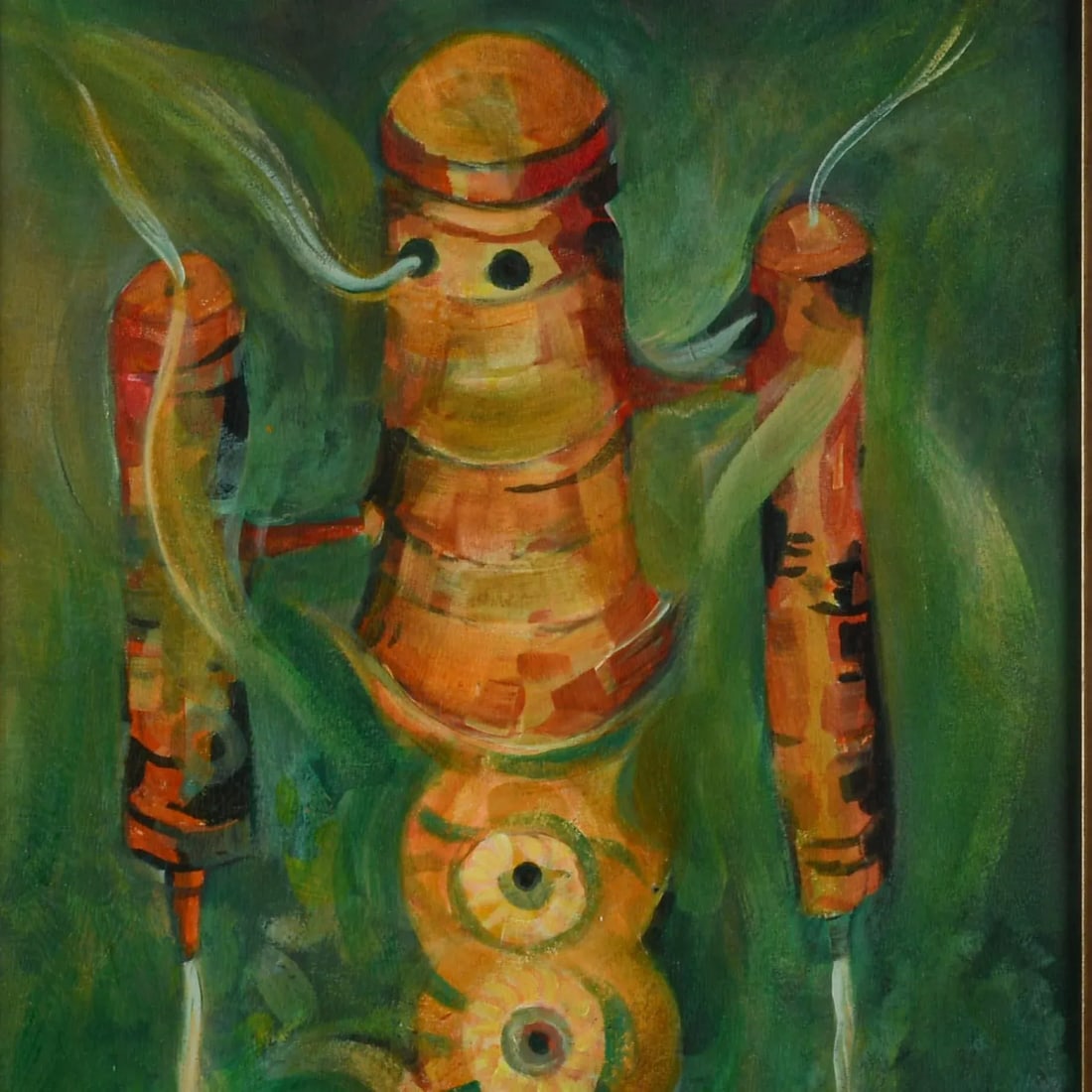 Framed Signed Ãngel Acosta LeÃ³n (1930-1964) Oil on Board Painting - 2