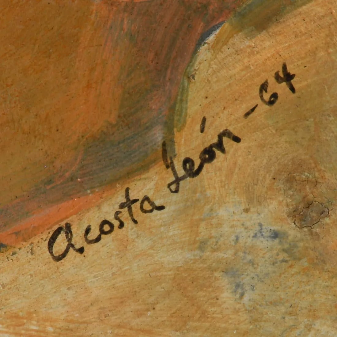 Framed Signed Ãngel Acosta LeÃ³n (1930-1964) Oil on Board Painting - 5