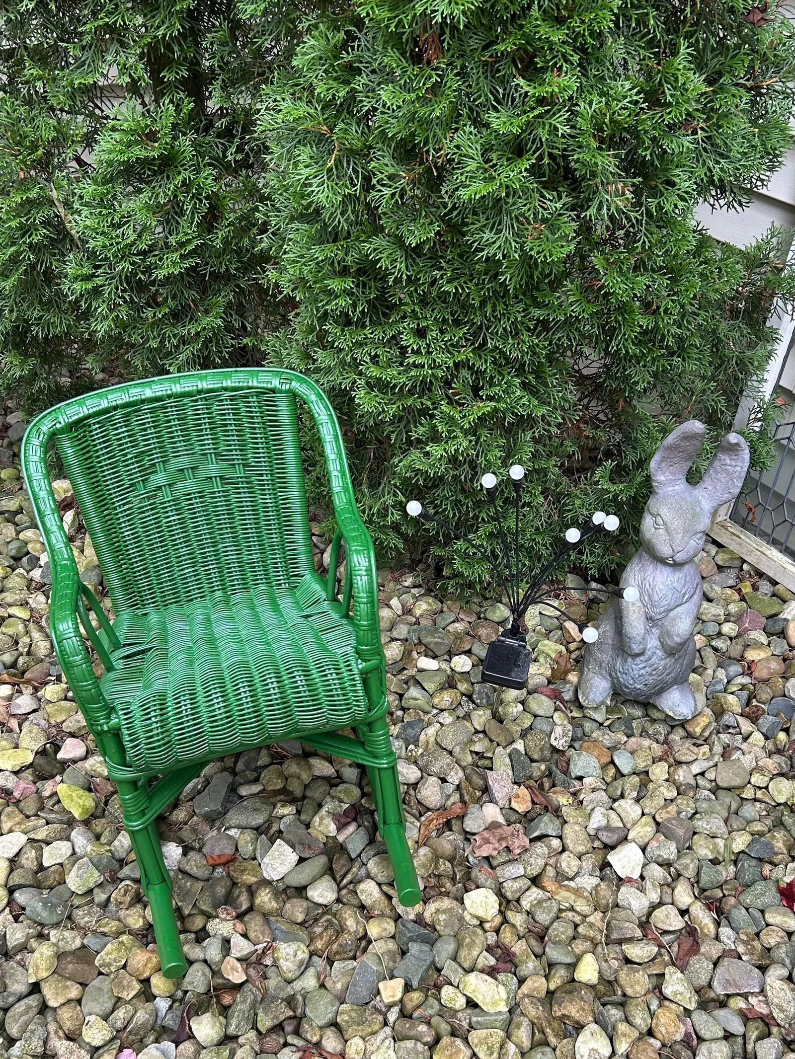 Antique, Child's Detailed, Wicker Rocker in Green - 5