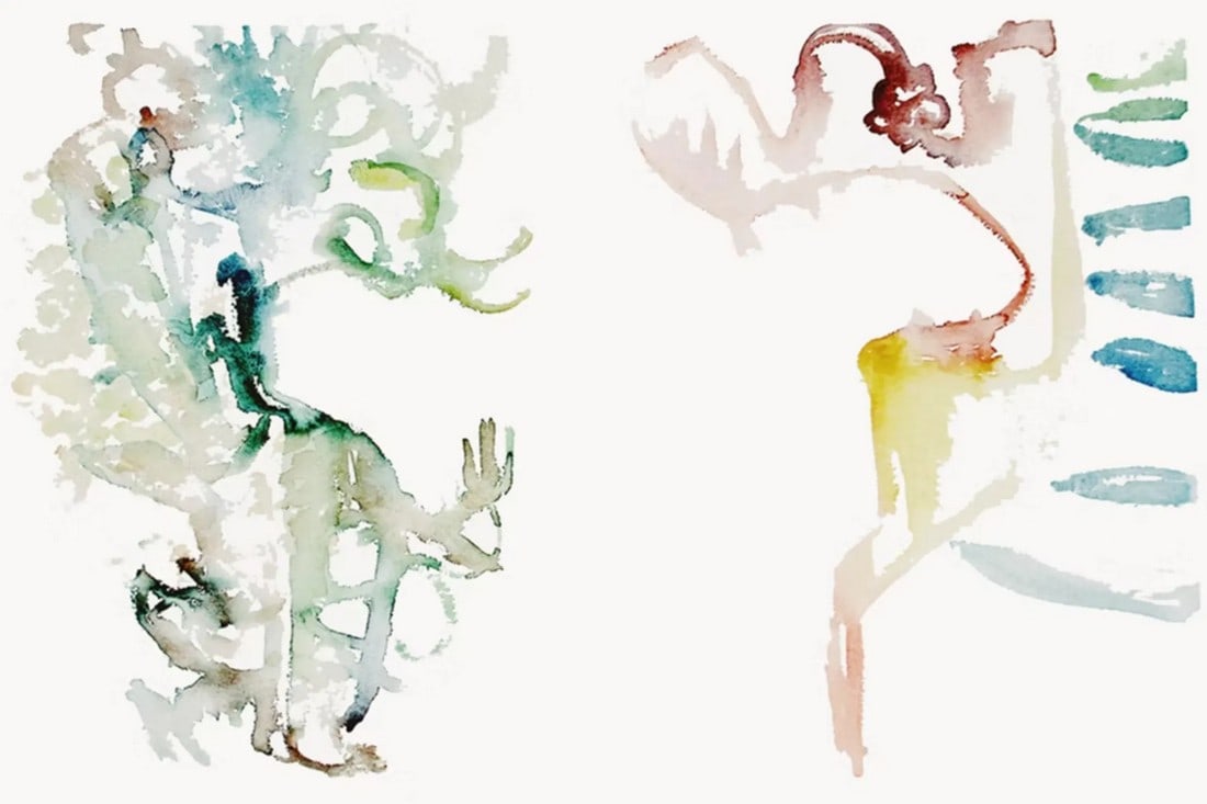Showing Shade, 2009. Contemporary, Abstract Expressionism. Watercolor on Paper. Shades of Jade Gre (1 of 7)