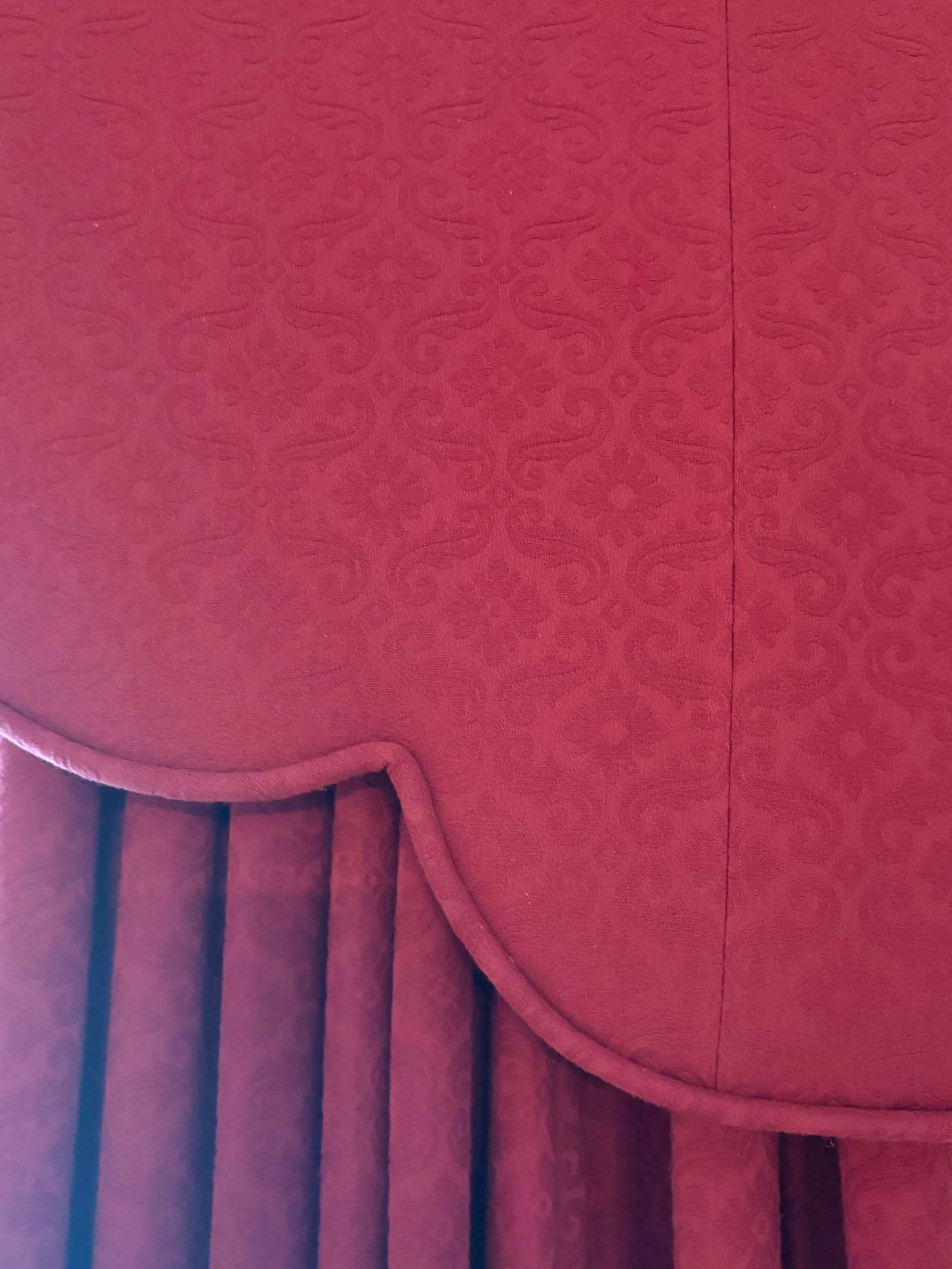 Custom Upholstered Cornice & Drapery Panel Set in Deep Wine Red - 3