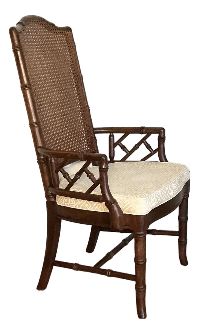Faux Bamboo and Cane Back Chippendale Arm Chair - Single (1 of 11)
