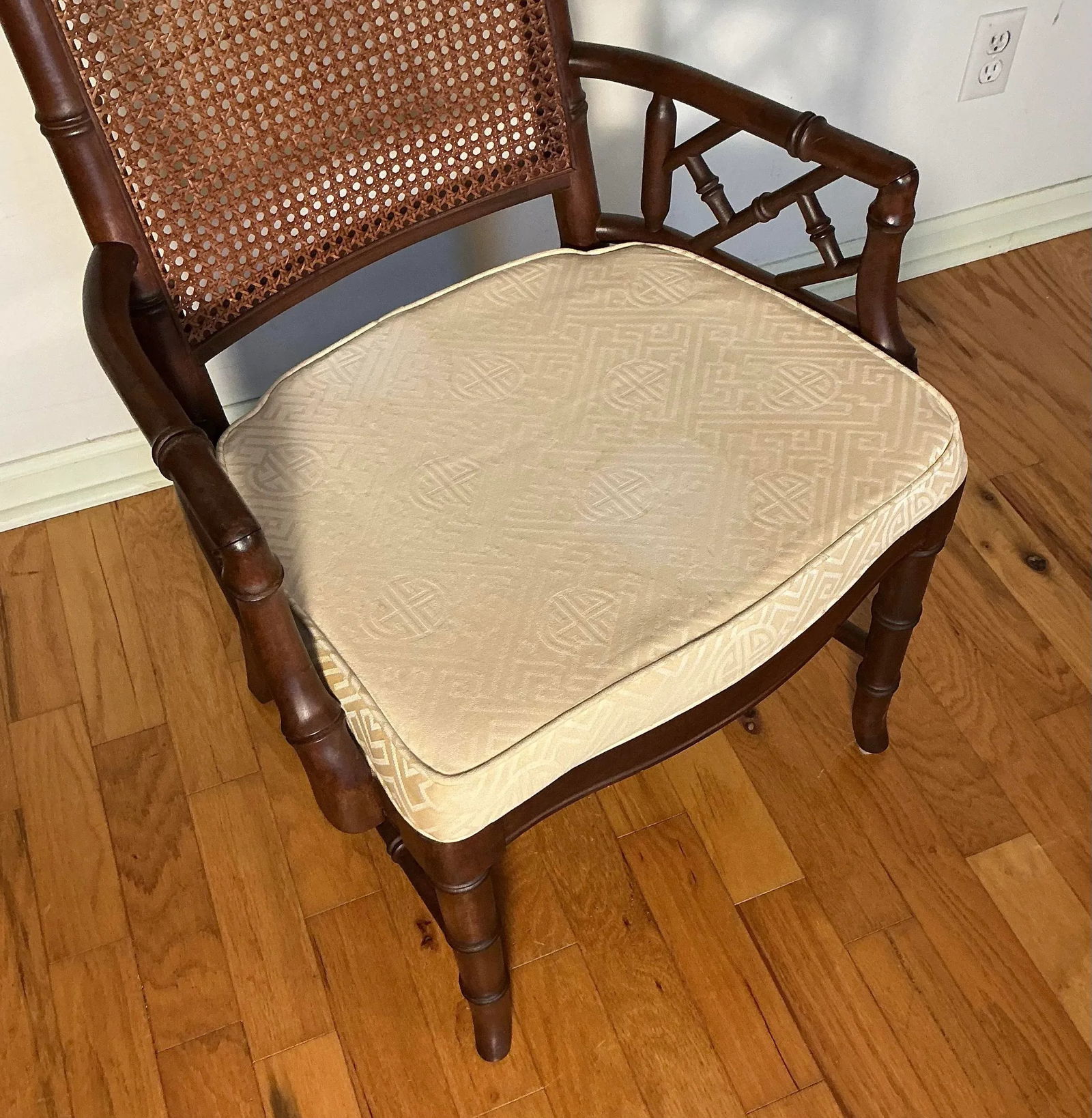 Faux Bamboo and Cane Back Chippendale Arm Chair - Single - 7
