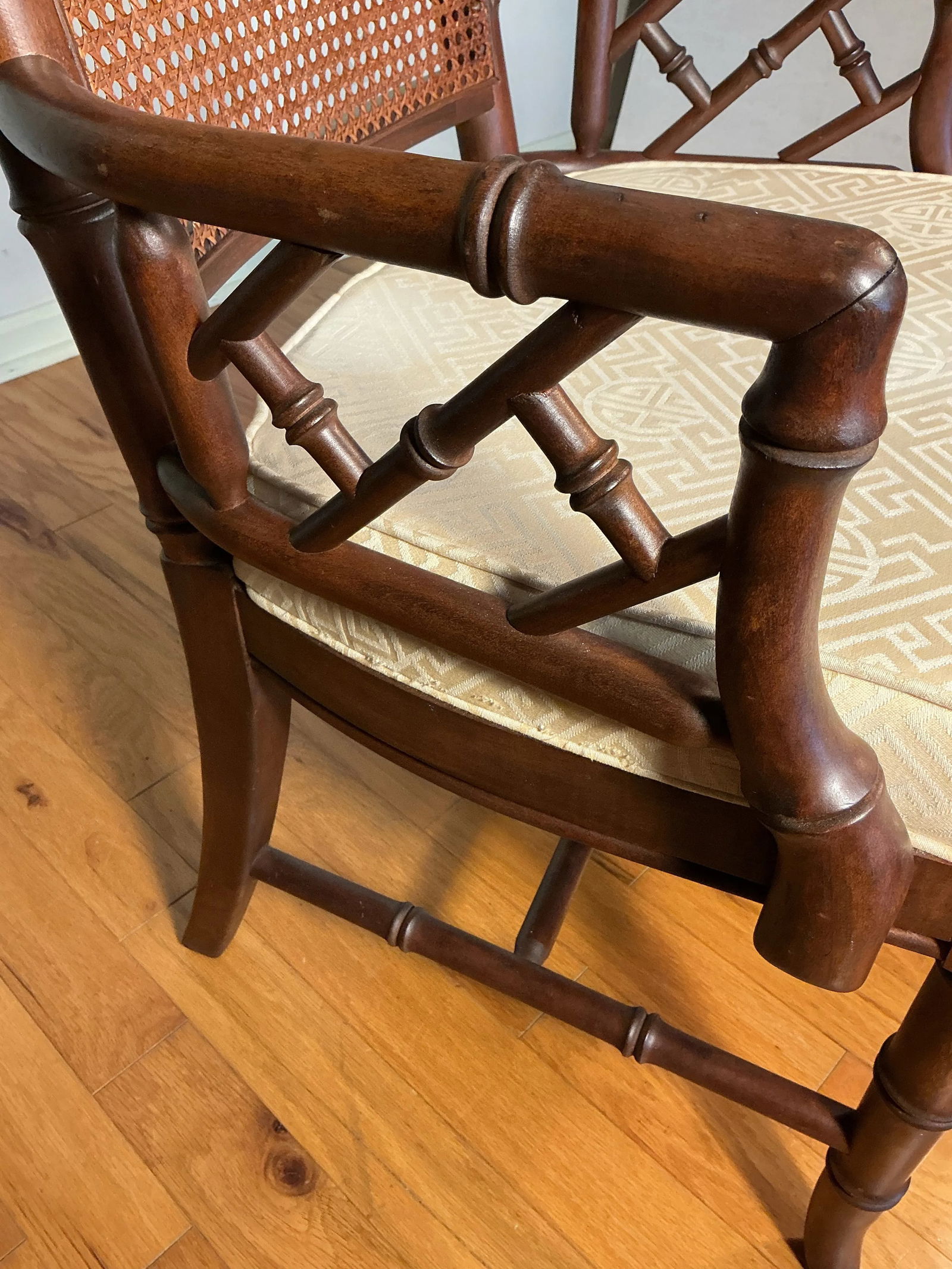 Faux Bamboo and Cane Back Chippendale Arm Chair - Single - 8