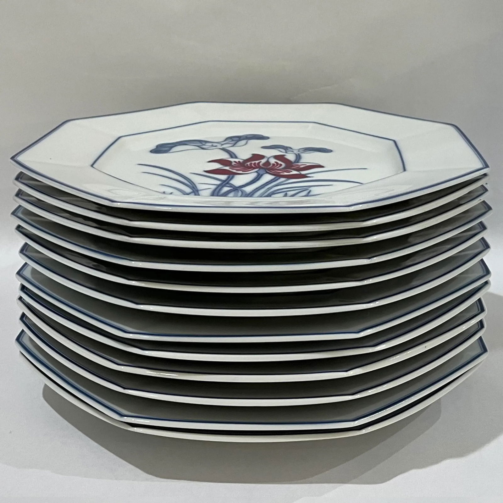 Rare - Fitz and Floyd Lotus Bleu 73 Piece Porcelain Dinnerware Service for 12 - Circa 1978 - 3