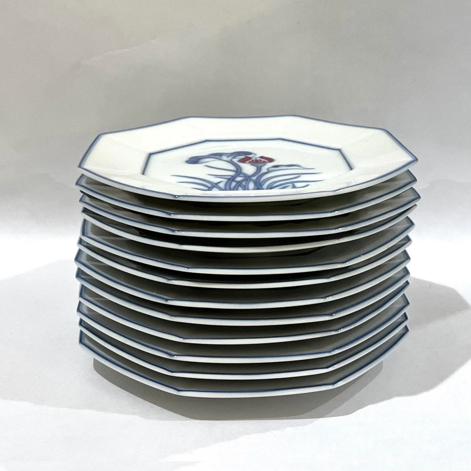 Rare - Fitz and Floyd Lotus Bleu 73 Piece Porcelain Dinnerware Service for 12 - Circa 1978 - 5