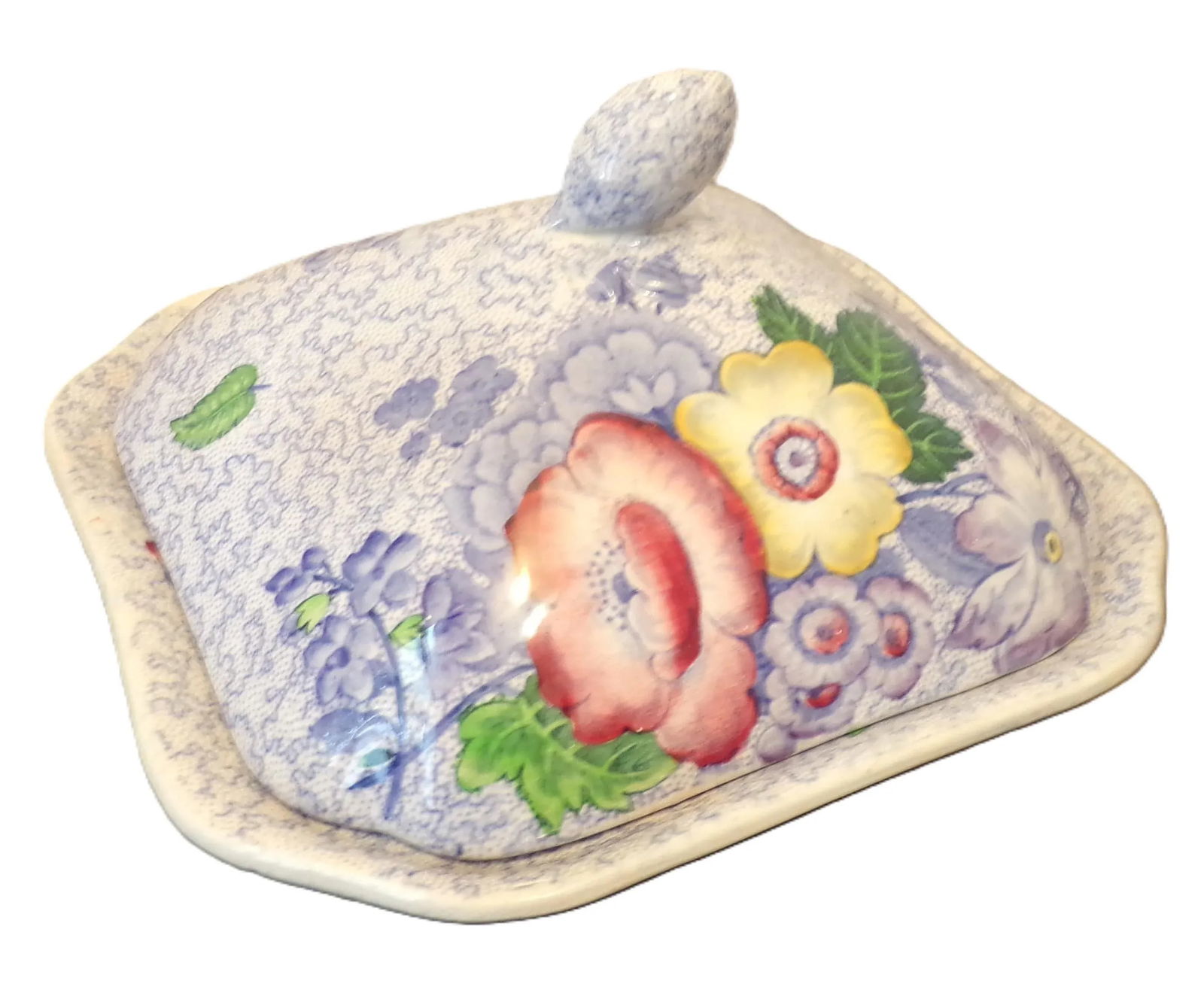 Vintage Covered Vegetable Bowl, Wild Flower Blue Pattern From Copeland Spode, Uk - 2