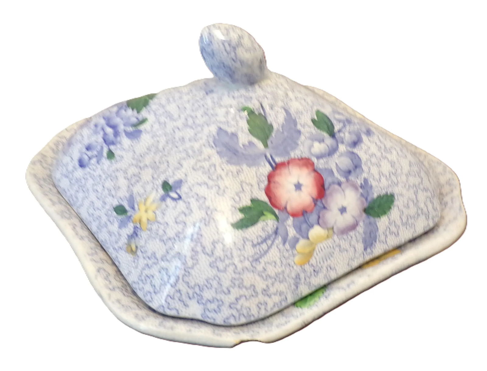 Vintage Covered Vegetable Bowl, Wild Flower Blue Pattern From Copeland Spode, Uk - 3