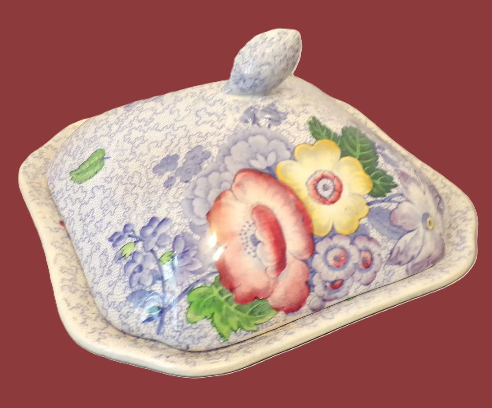 Vintage Covered Vegetable Bowl, Wild Flower Blue Pattern From Copeland Spode, Uk - 8