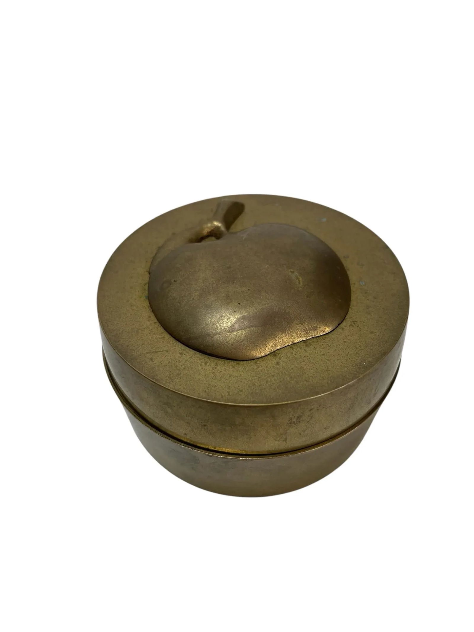 Vintage Heavy Brass Apple Container - 4