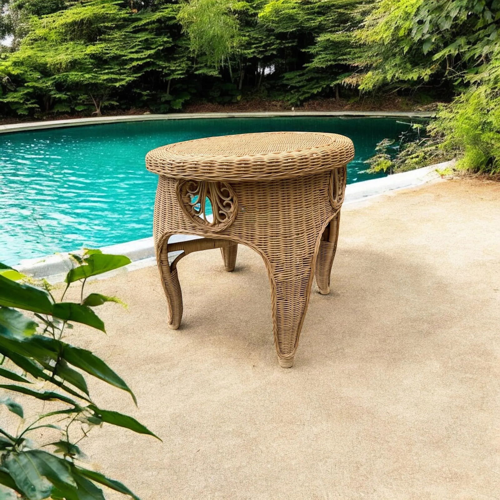 Bamboo Wicker Side Table - 2