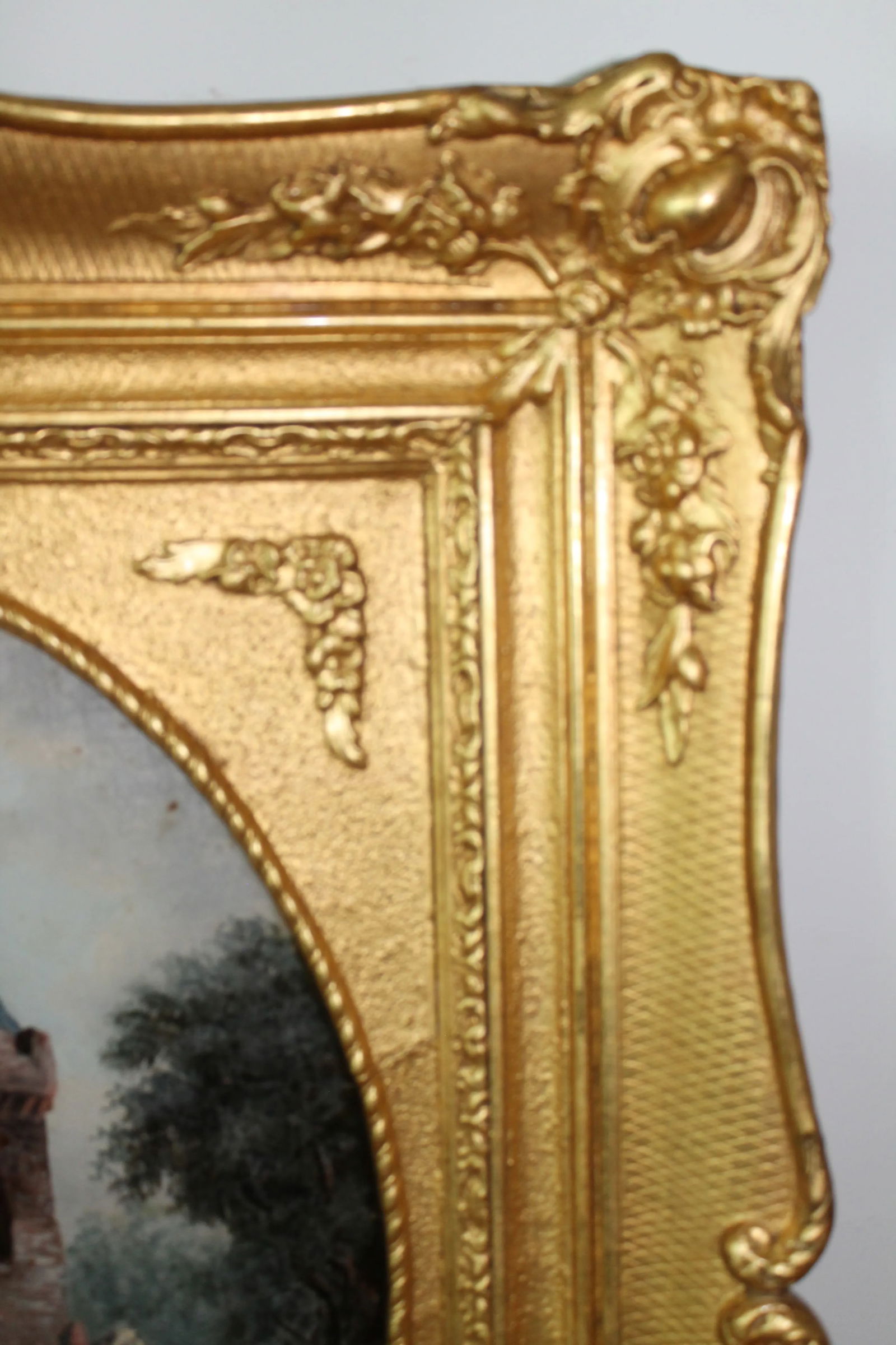 18th-Century Dutch Églomisé Painting – Reverse Glass Art With Gilding | 21x24 Inches - 9