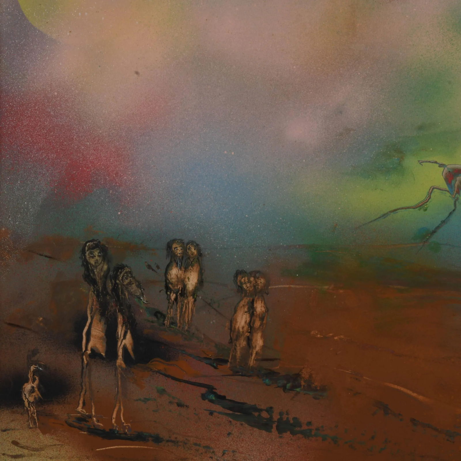 Signed J. Akston "Placental Beings Swept Over Deserted Lands, 1975" Enamel - 3