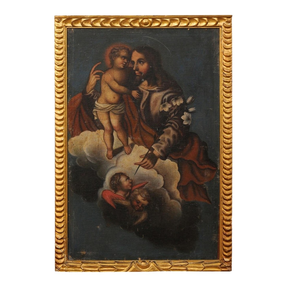 19th Century Framed Painting of Jesus with Child (1 of 11)