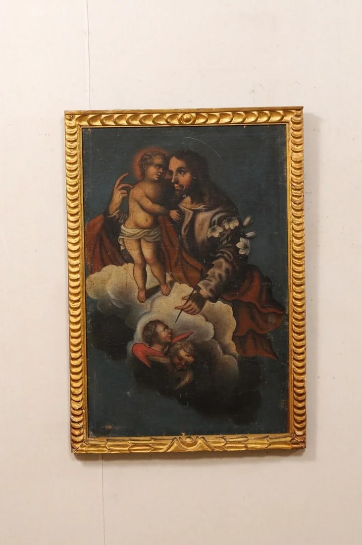 19th Century Framed Painting of Jesus with Child - 4