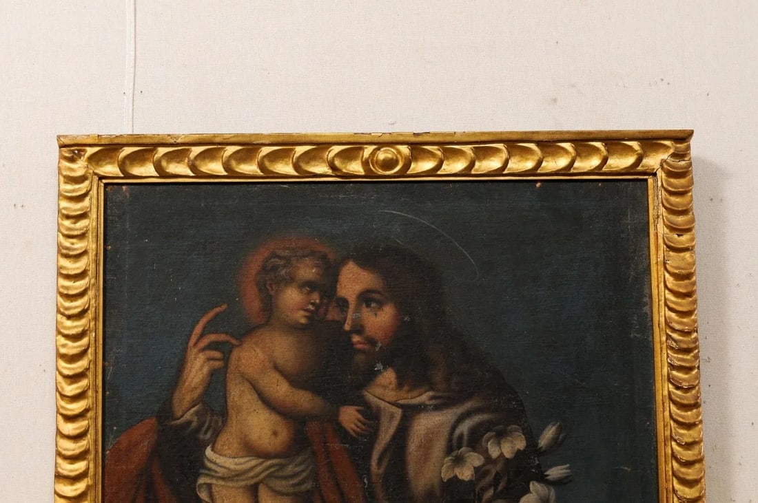 19th Century Framed Painting of Jesus with Child - 5