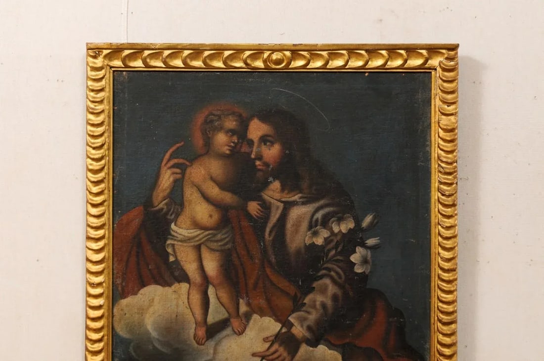 19th Century Framed Painting of Jesus with Child - 6