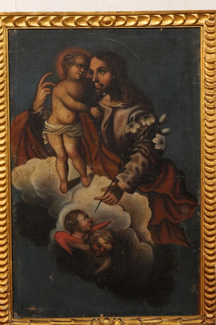 19th Century Framed Painting of Jesus with Child - 7