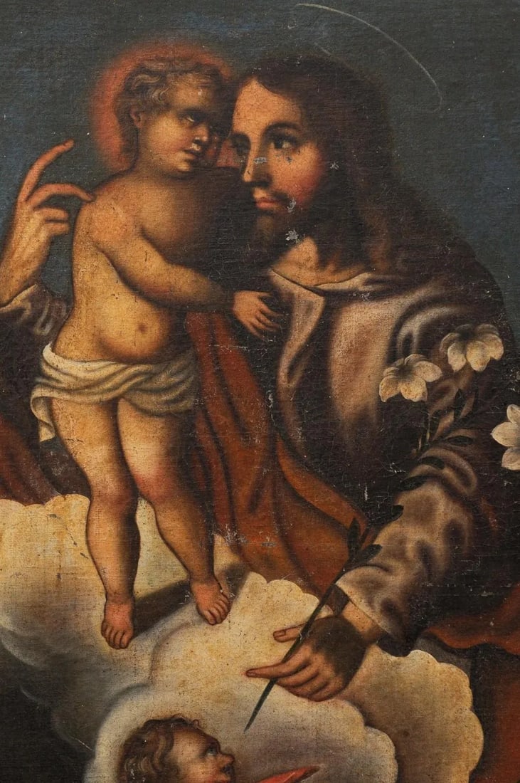 19th Century Framed Painting of Jesus with Child - 8