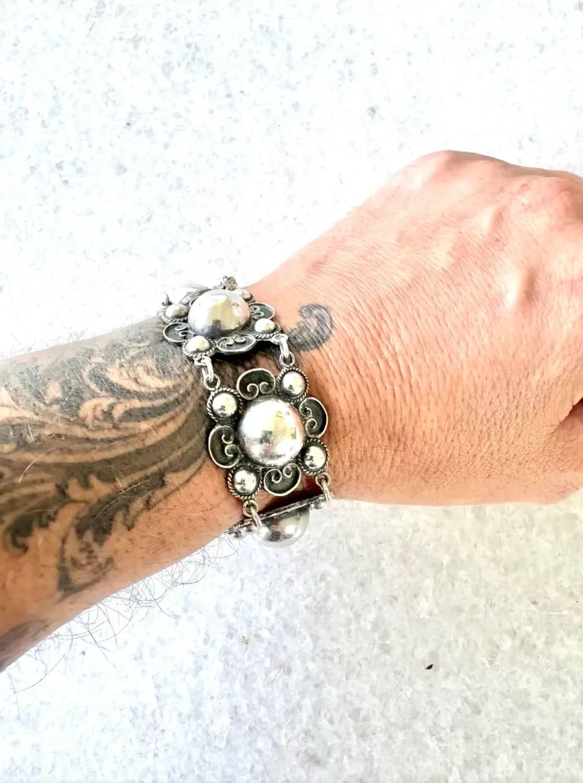 Vintage Mid-Century Sterling Silver Wrap Bracelet - Stamped - 2