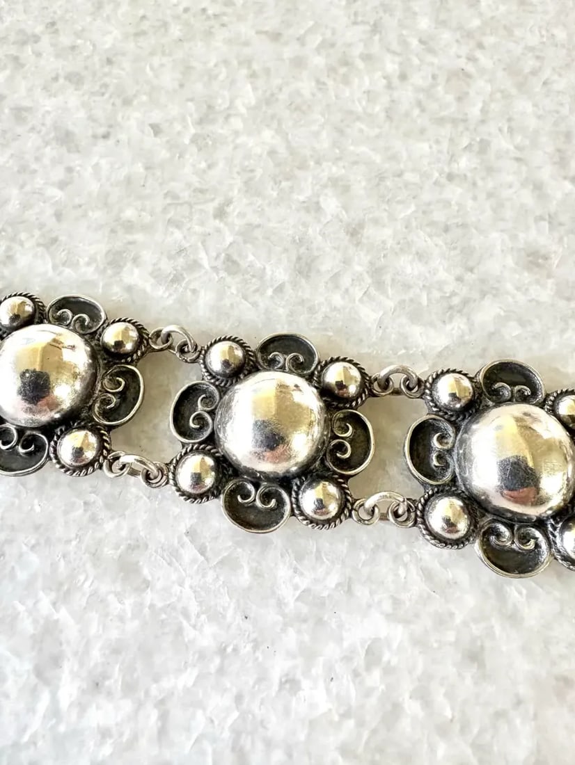 Vintage Mid-Century Sterling Silver Wrap Bracelet - Stamped - 3