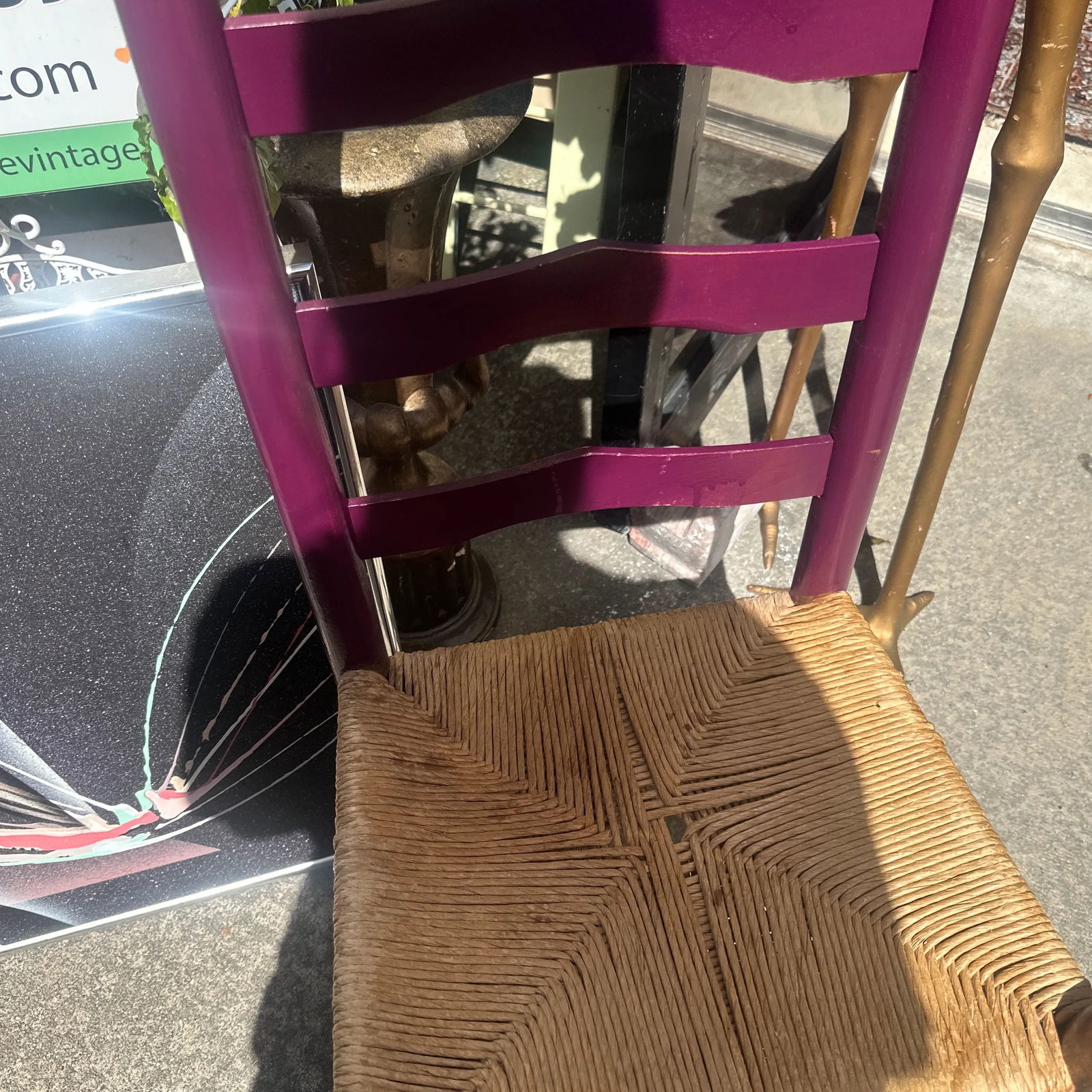 Late 20th Century Purple Wooden Ladder Back Chair - 4