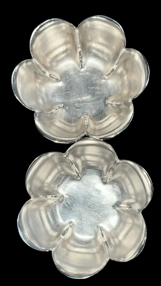 Vintage Mexican Sterling Silver Salt Cellars With Mother-of-Pearl Spoons Â‚Ã„ - 3