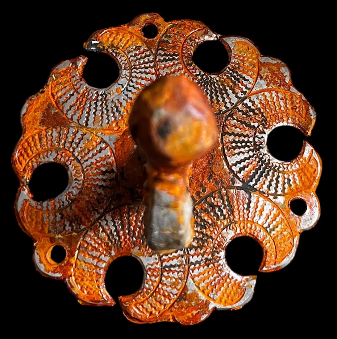 Set of Antique Iron Hooks With Ornate Backplates and Aged Patina - Three - 5