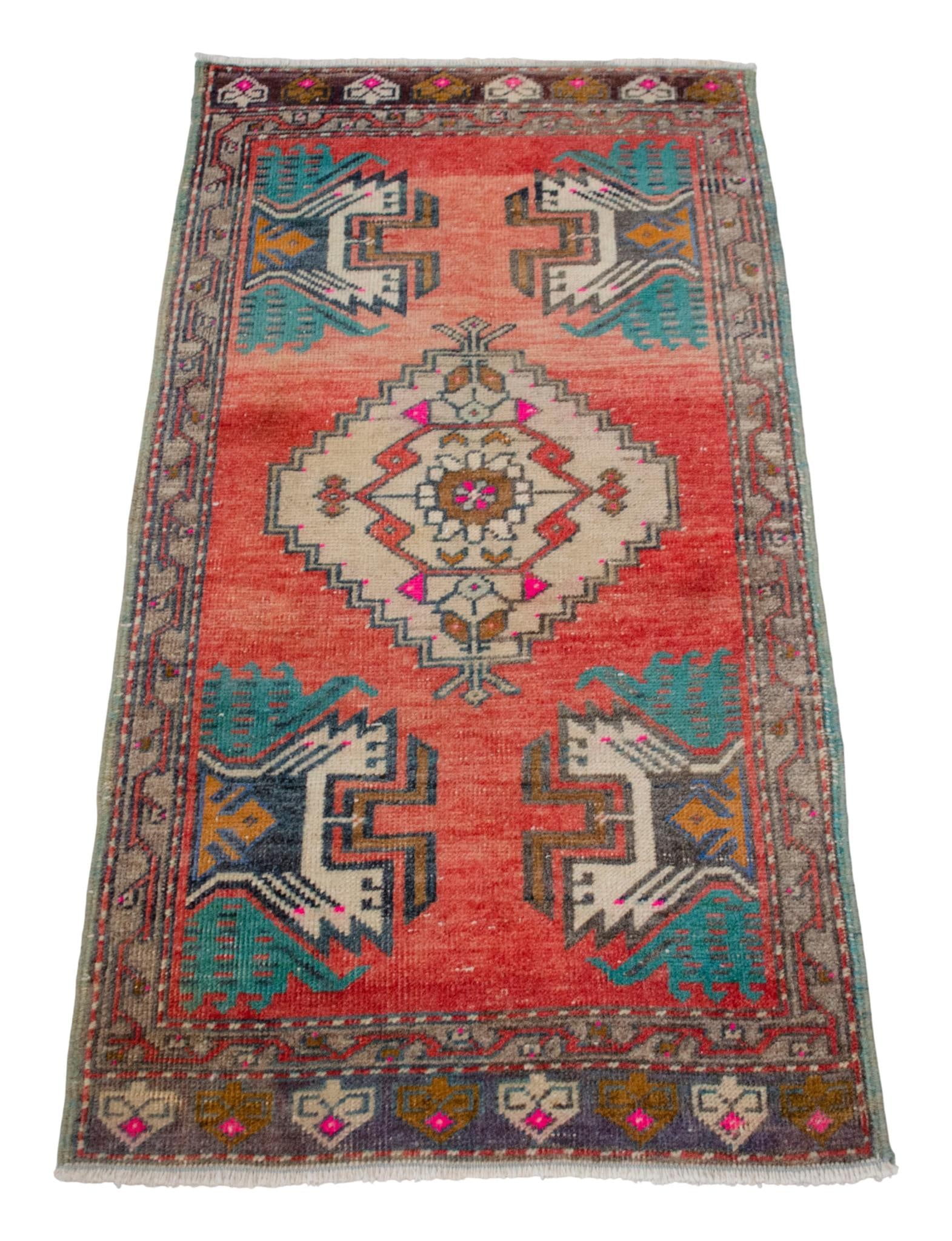 Hand Knotted Door Mat, Entryway Rug, Bath Mat, Kitchen Decor, Small Rug, Turkish Rug - 1"² - 5