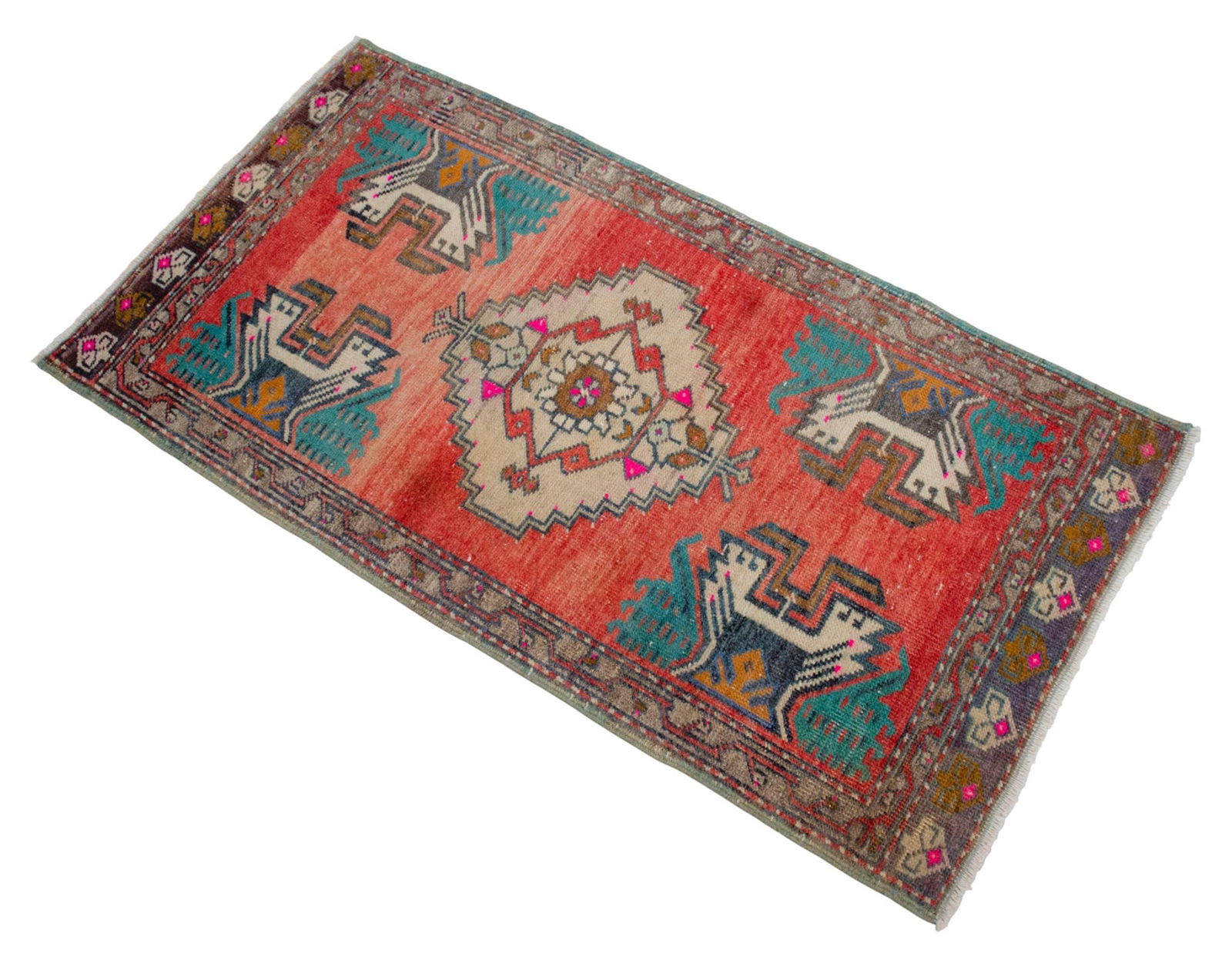 Hand Knotted Door Mat, Entryway Rug, Bath Mat, Kitchen Decor, Small Rug, Turkish Rug - 1"² - 6