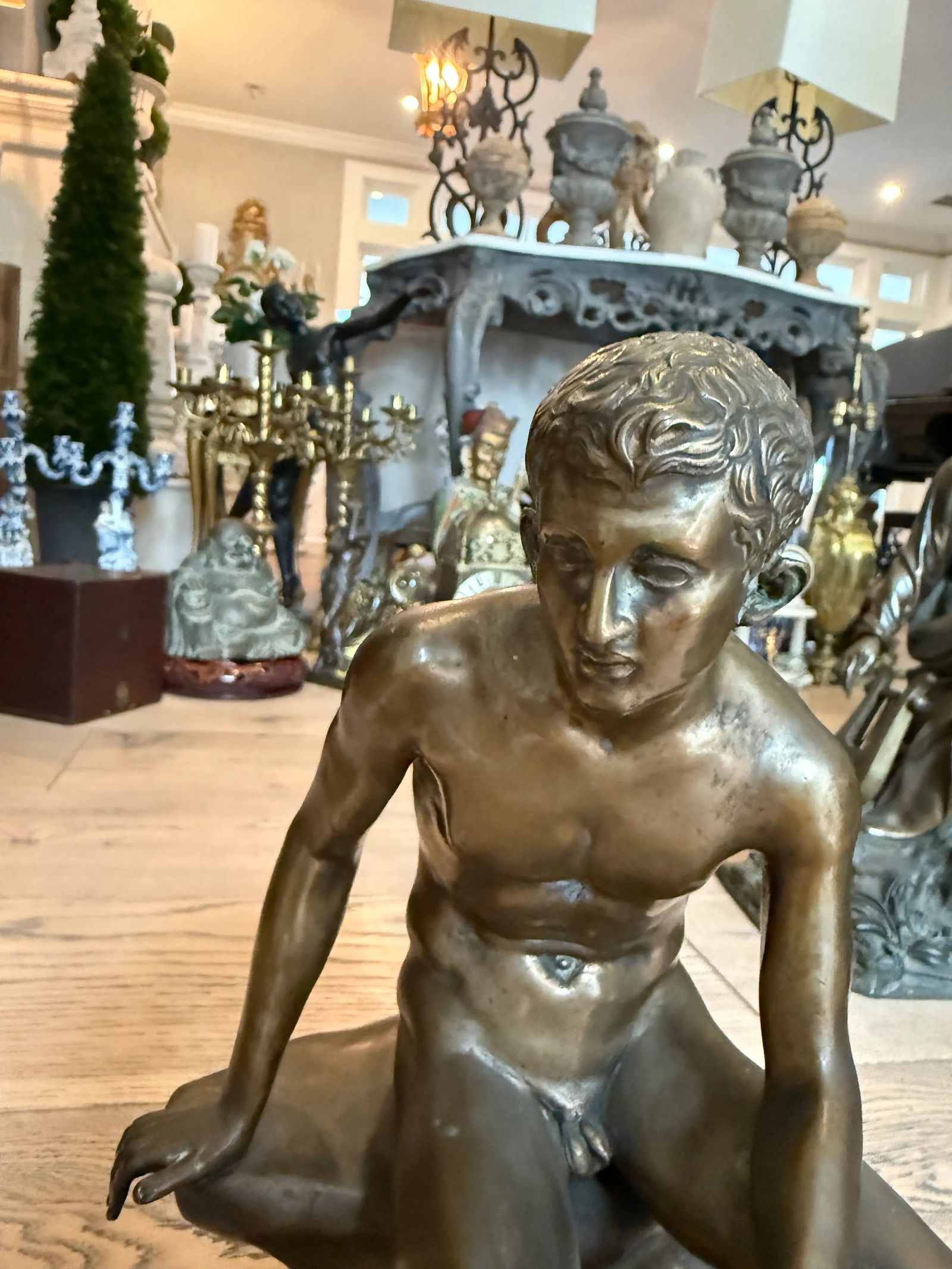 Bronze Sculpture Titled Seated Hermes or Mercury at Rest After Ferdinand Barbedienne. Not Signed. - 8
