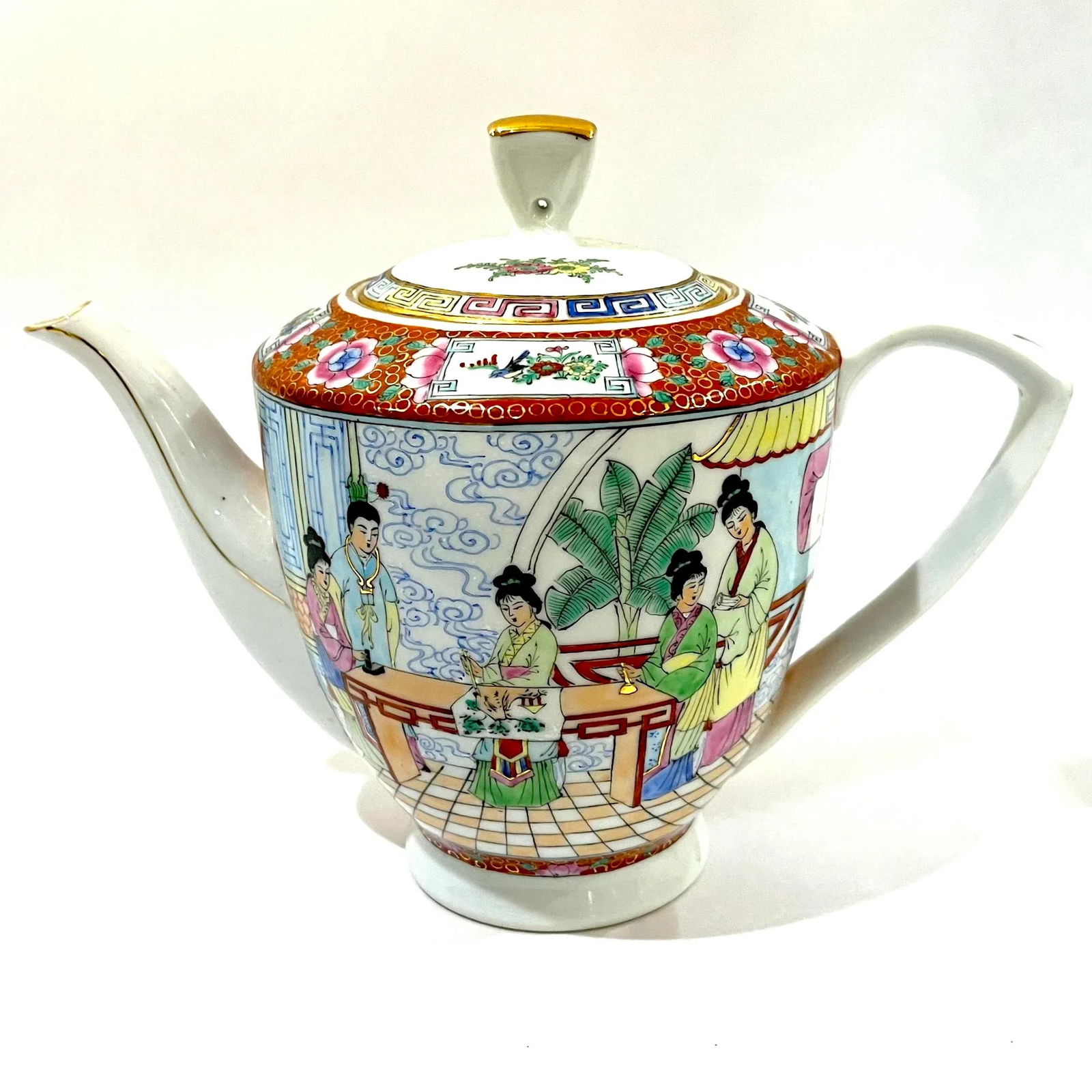 Vintage Famille Rose Mandarin Chinoiserie Porcelain Serving Pieces Set of 8 - 9