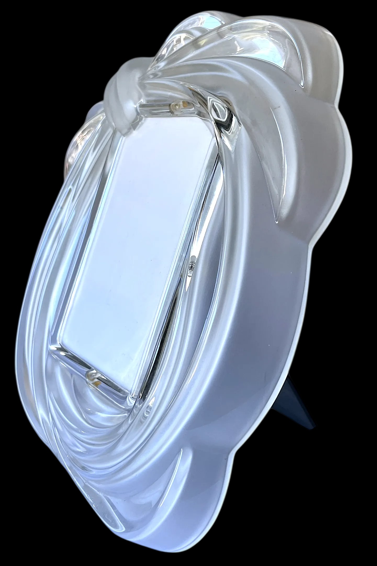 1990s Large Satin-Finish Crystal Bow Picture Frame, Hollywood Regency Style - 3