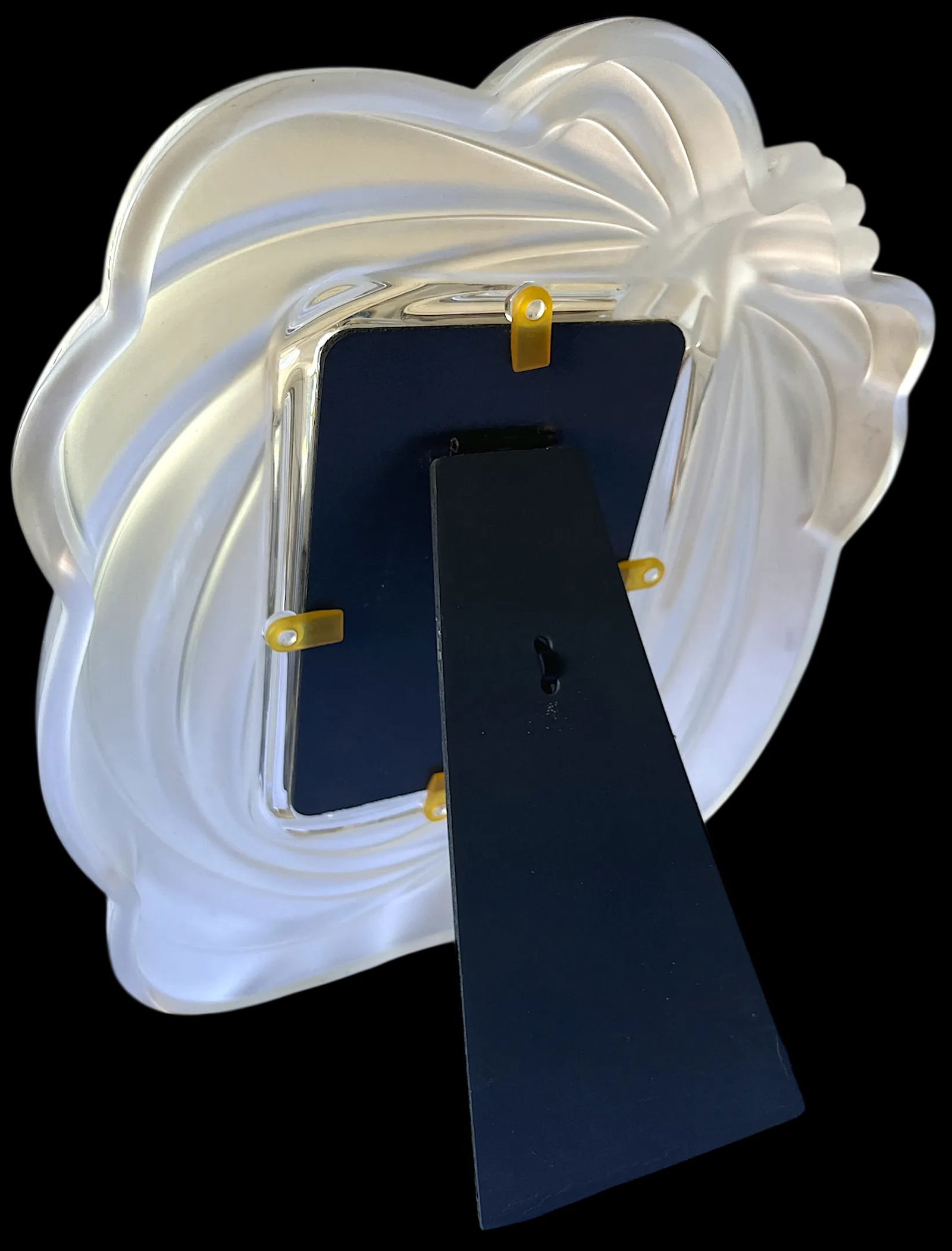 1990s Large Satin-Finish Crystal Bow Picture Frame, Hollywood Regency Style - 4