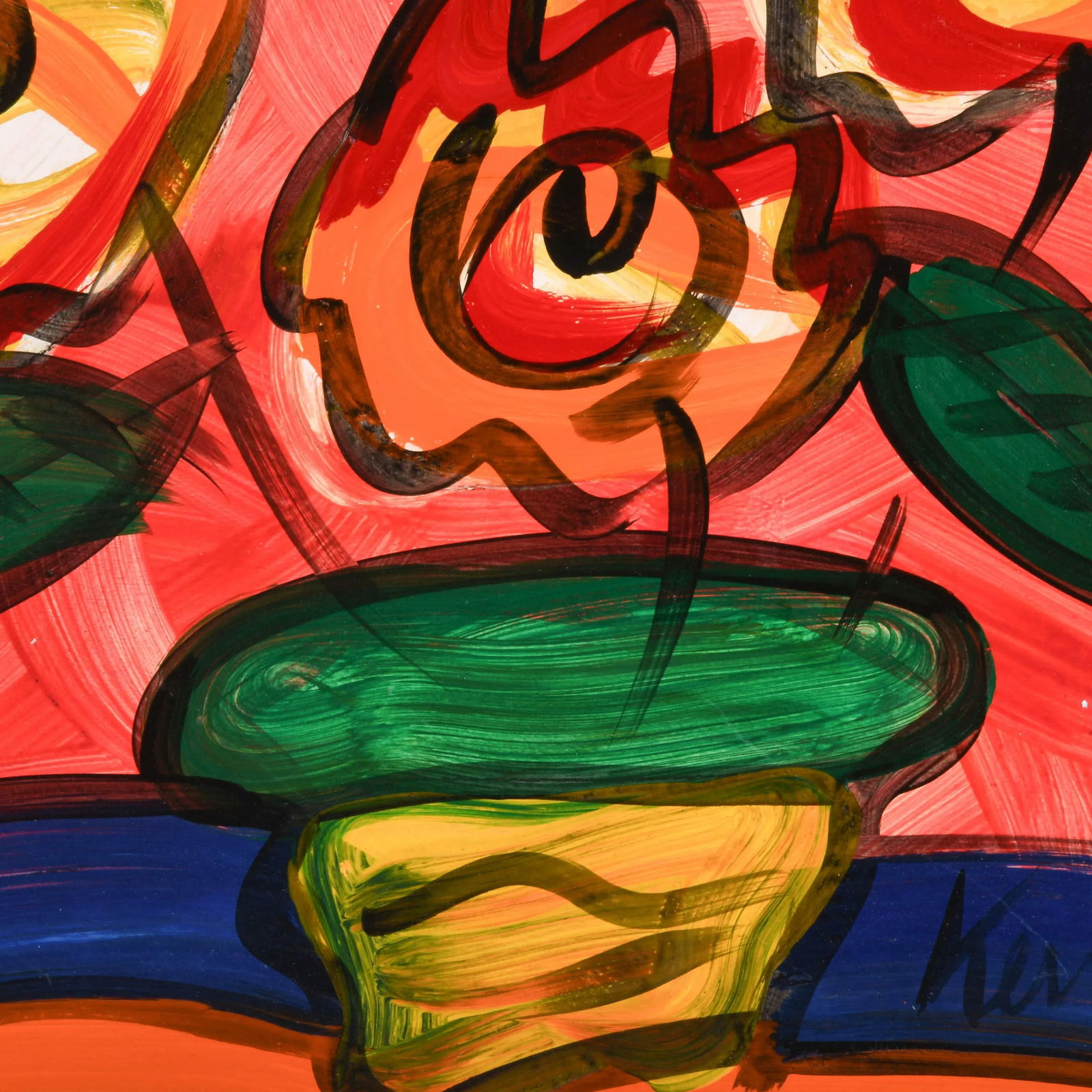 Peter Keil "Colorful Conversation in a Vase" Oil on Masonite - 3